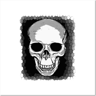 Vector Skull Cranium With Grungy Geometric Background Posters and Art